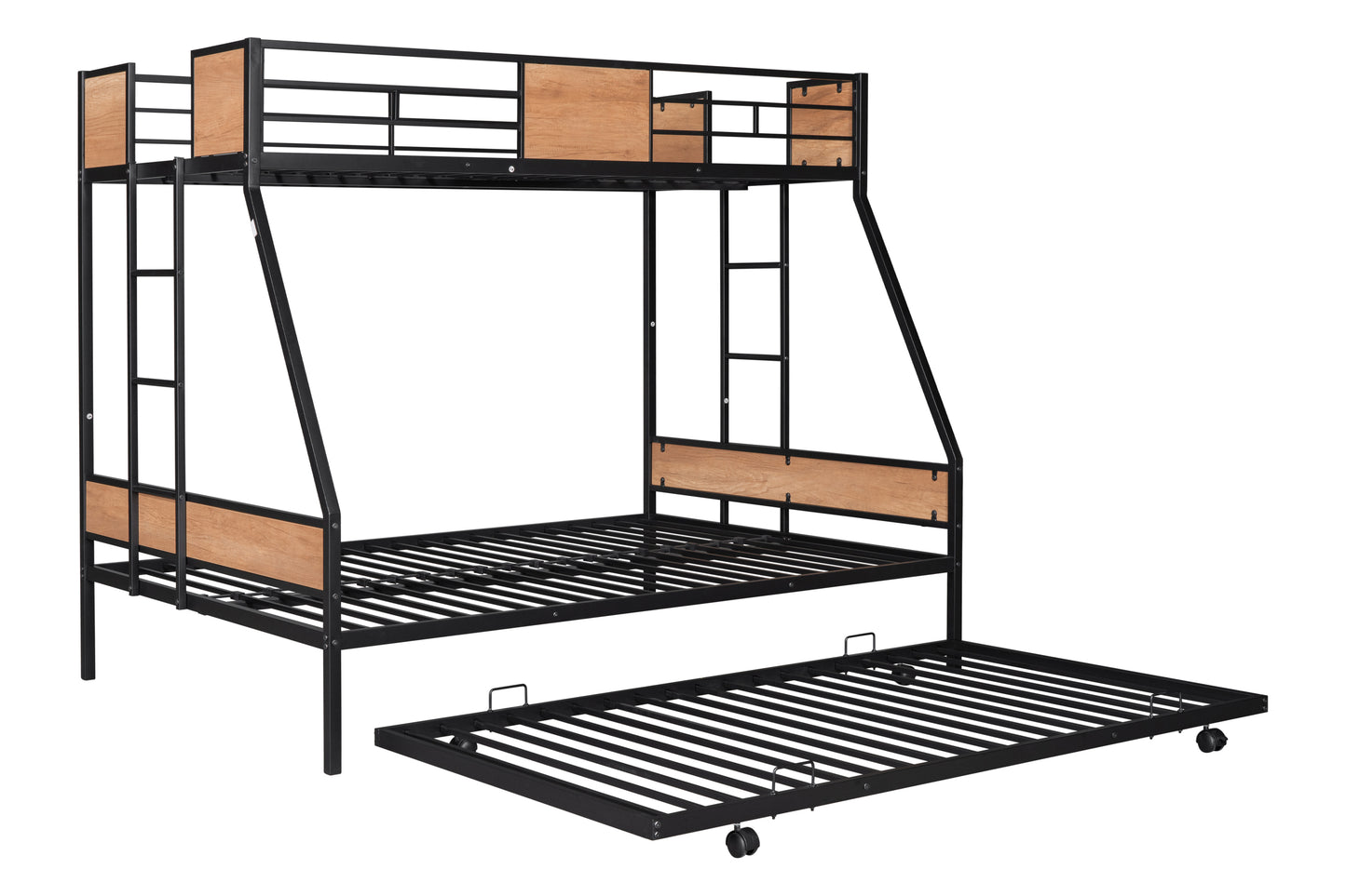 Metal Twin over Full Bunk Bed with Trundle/ Heavy-duty Sturdy Metal