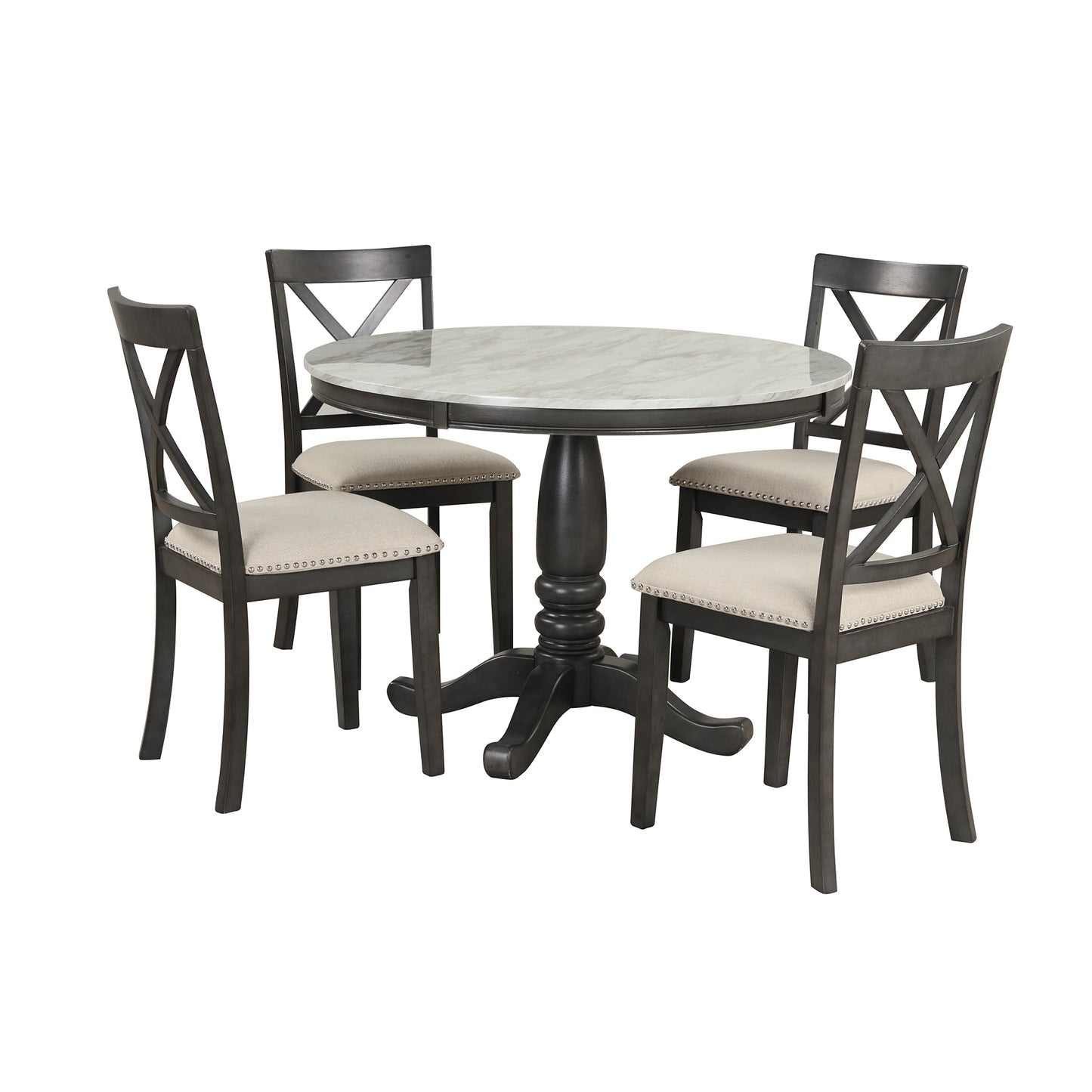 Orisfur 5 Pieces Dining Table and Chairs Set for 4 Persons