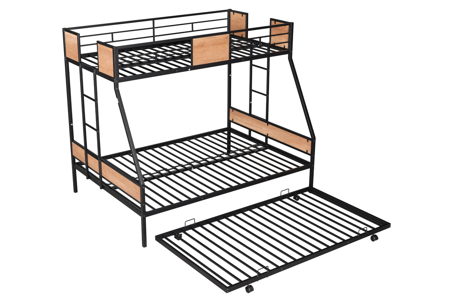 Metal Twin over Full Bunk Bed with Trundle/ Heavy-duty Sturdy Metal