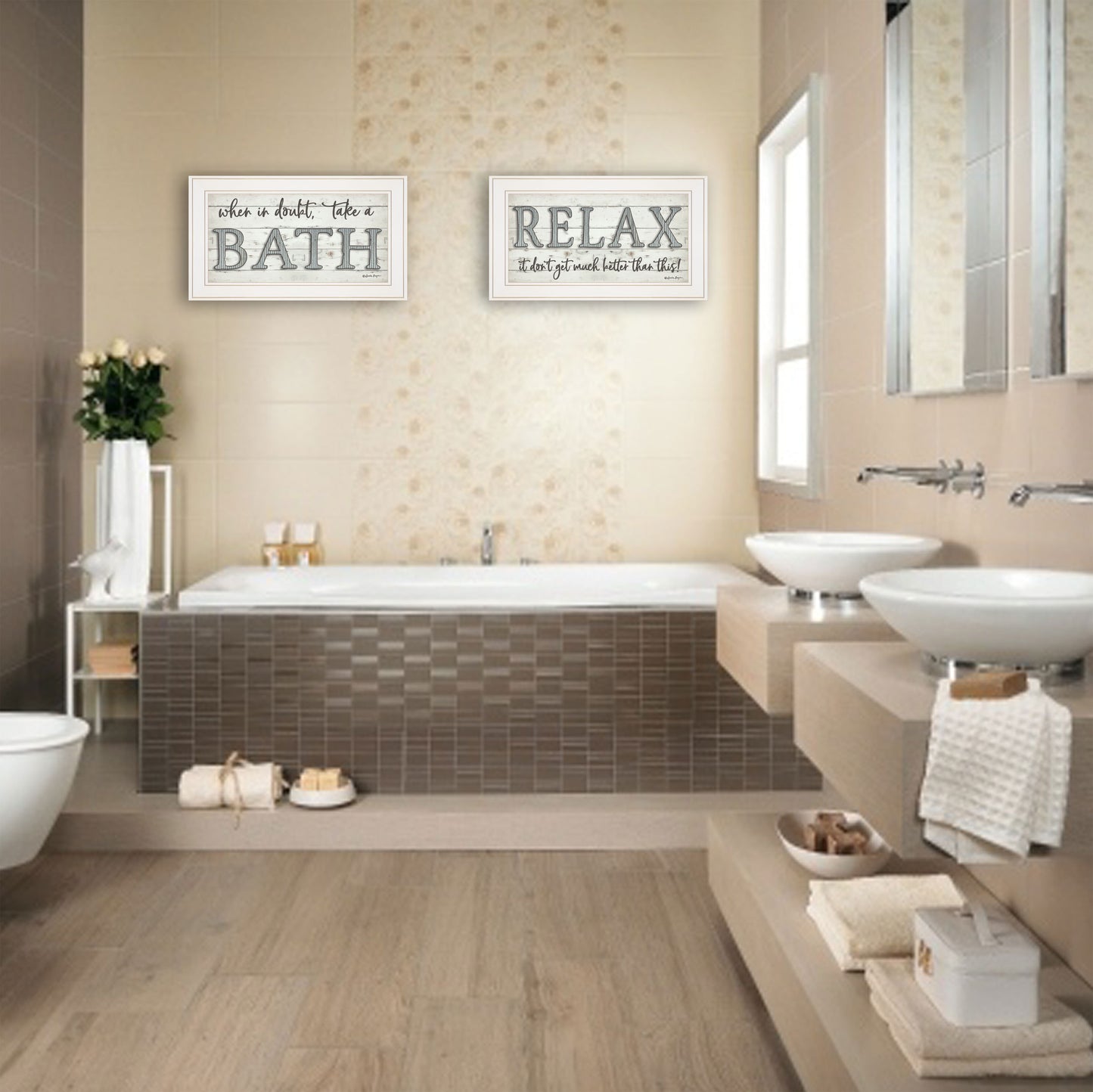 Trendy Decor 4U "Bath Relax" Framed Wall Art