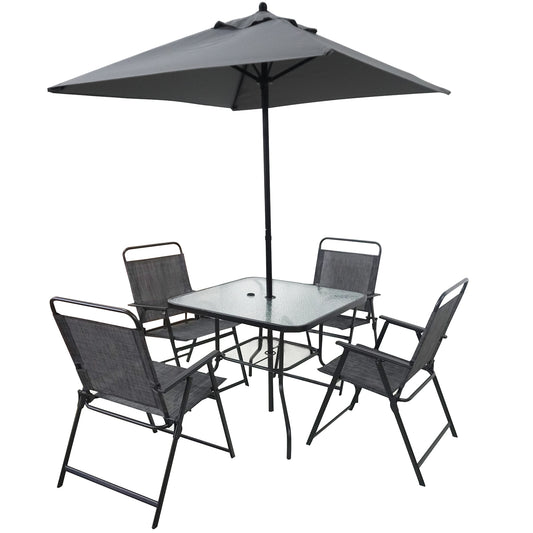Outdoor Patio Dining Set for 4 People with Umbrella Black