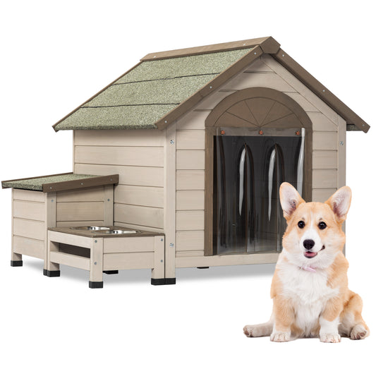 Outdoor fir wood dog house with an open roof ideal for small to medium dogs