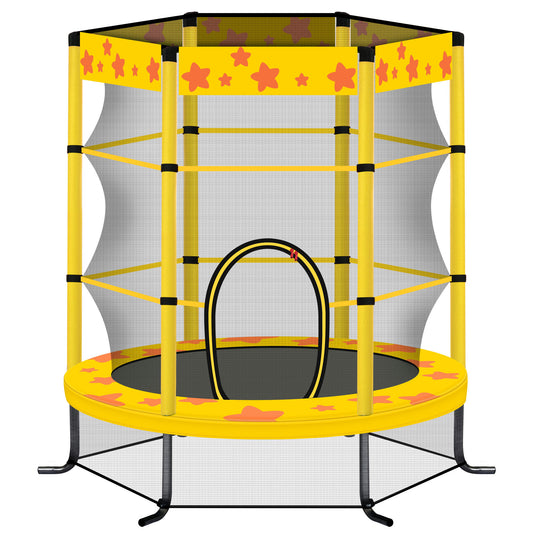 55 Inch Kids Trampoline with Safety Enclosure Yellow