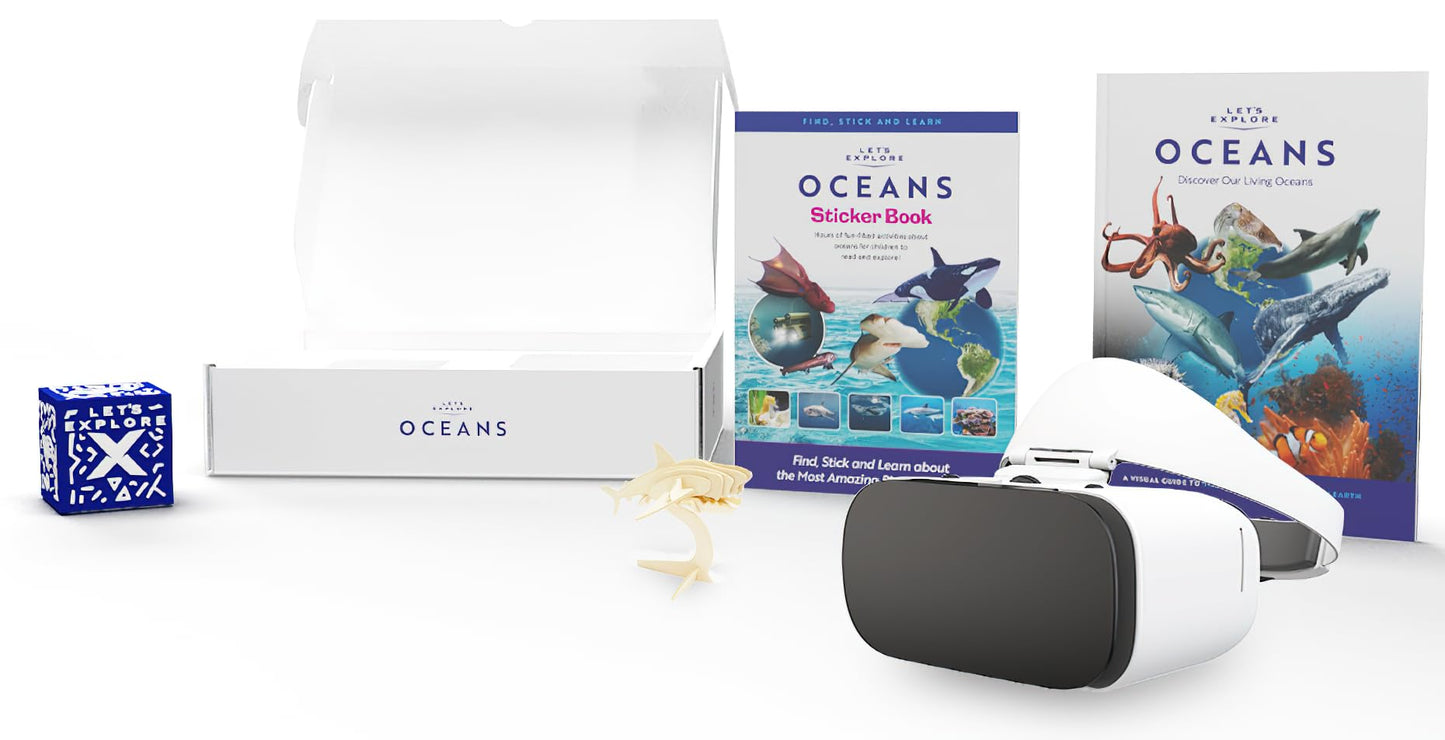 Let's Explore Oceans VR Headset for Kids - A Virtual Reality Family Friendly Adventure to Swim with Whales, Sharks, and Encounter Polar Bears Through Augmented Reality and Smartphone Compatibility