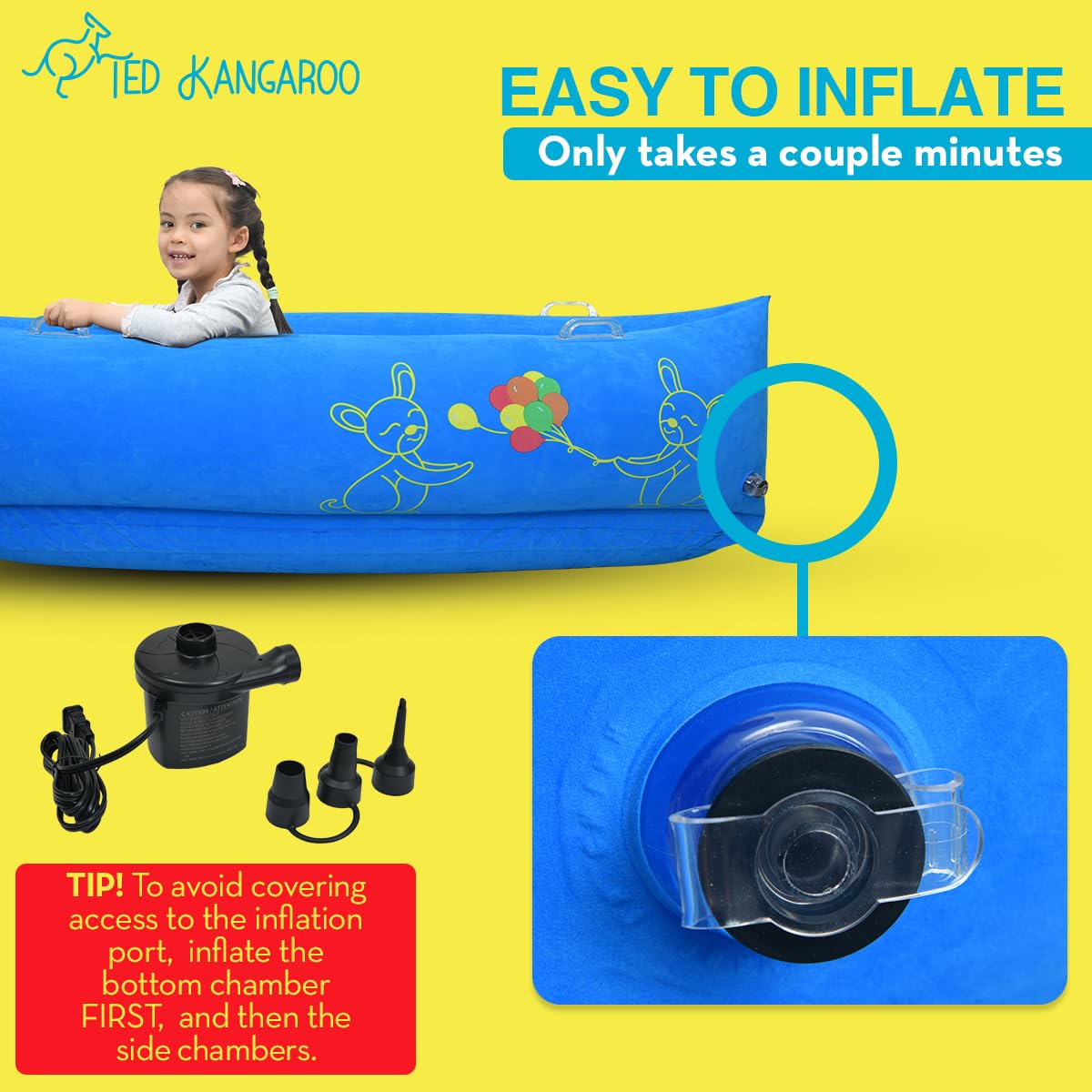 Ted Kangaroo Sensory Chair for Kids with Autism - Inflatable Chair Pod & Inflatable Therapeutic Peapod, Sensory Toys for Autistic Children, Includes Electric Air Pump