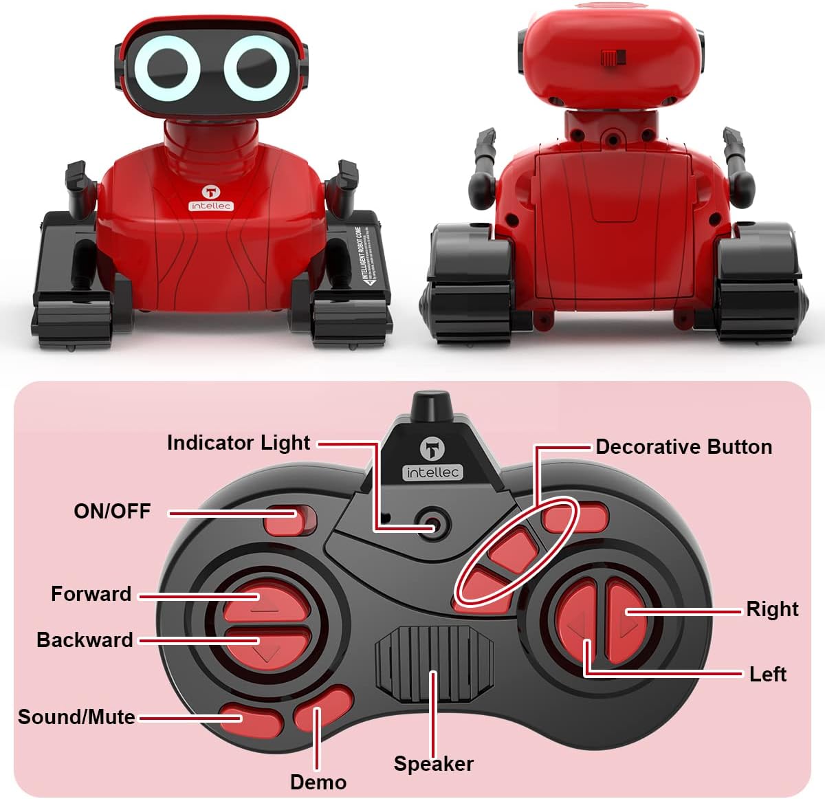 GILOBABY Robot Toys, Remote Control Robot Toy, RC Robots for Kids with LED Eyes, Flexible Head & Arms, Dance Moves and Music, Birthday Gifts for Girls Ages 3+ Years (Red)