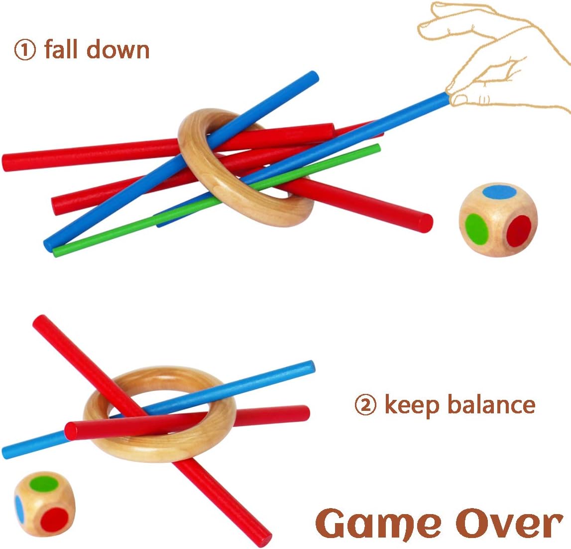 Keep It Steady Fun Family Games for Kids and Adults - Balance & Patience Training - Wooden Stick Toys for Creative Kids Games