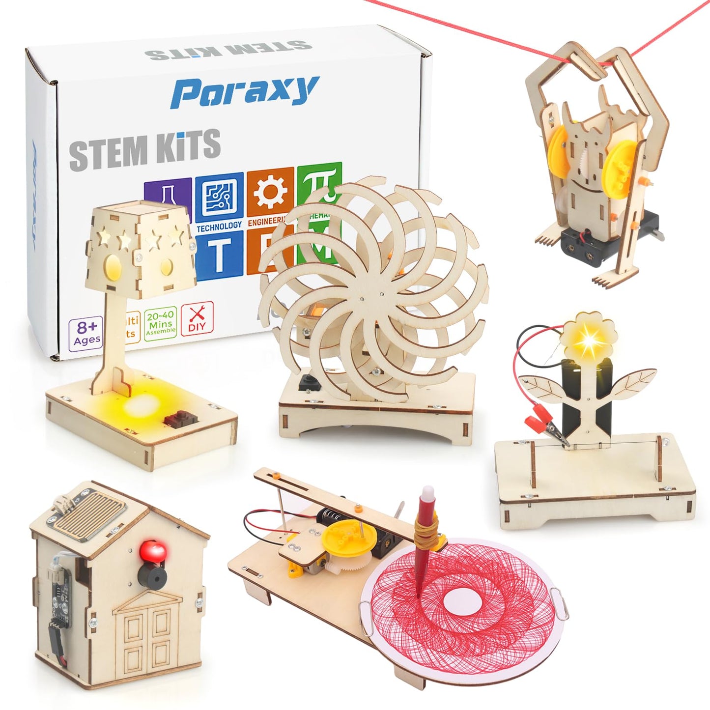 6 in 1 STEM Projects for Kids Ages 8-12, STEM Kits, 3D Wooden Puzzles, STEM Toys Building Kits, Educational Science Model Kits, Birthday Gifts for Boys and Girls Ages 8 9 10 11 12 13 Years Old