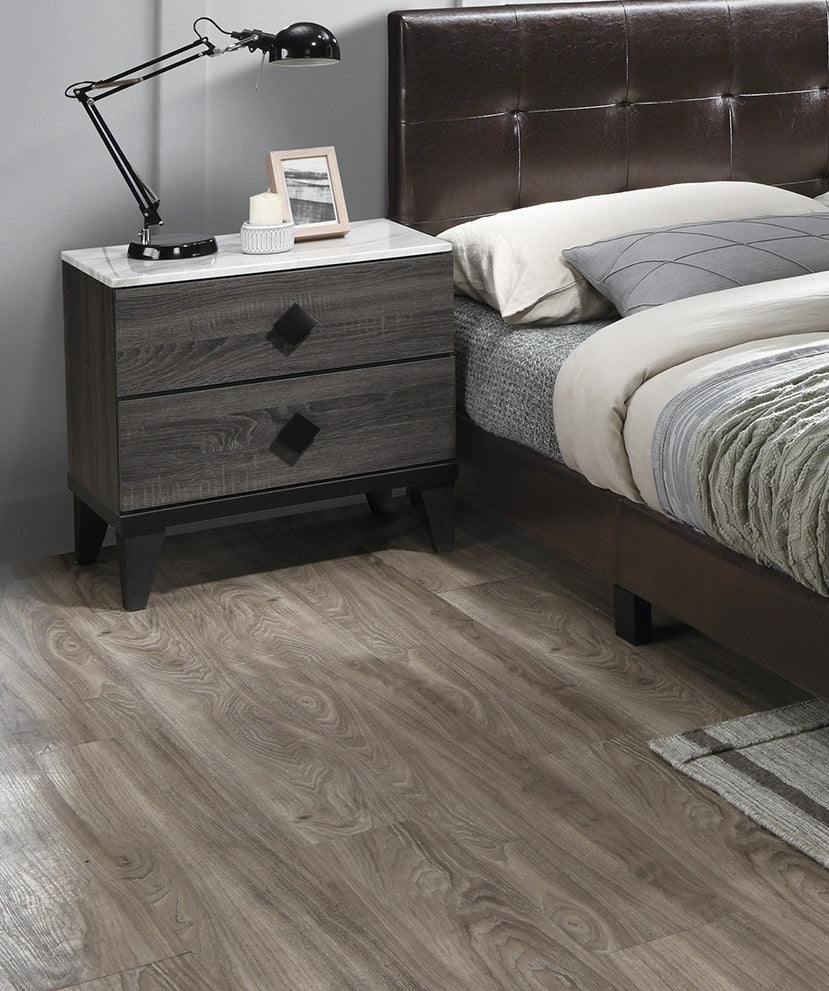 Bedroom Furniture Contemporary Look Grey Nightstand Drawers