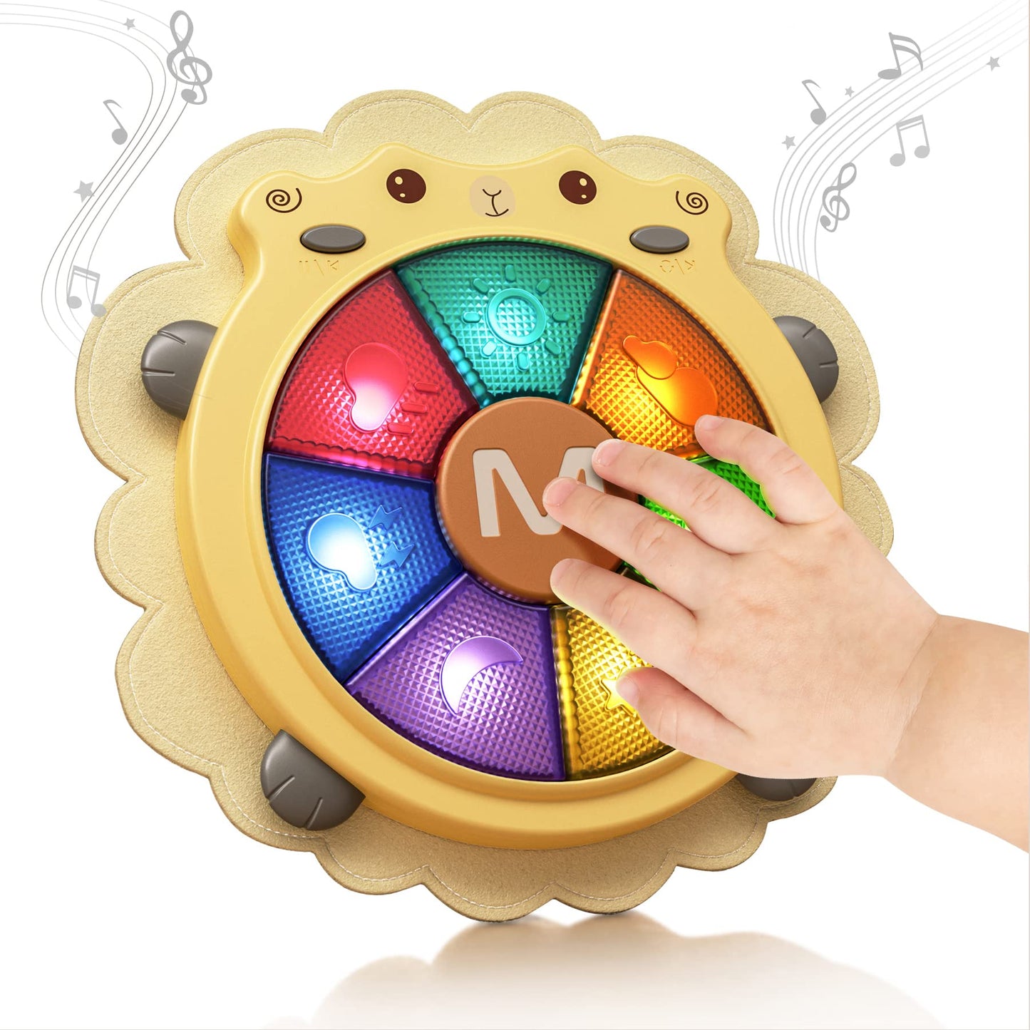 TUMAMA Baby Musical Drum Toy,Light Up Toys with Sound and Light,Musical Instrument Game,Sensory Activity Toys Learning Educational Kid Toy ,Christmas Birthday Gift for Toddler 18 Months+,Sheep