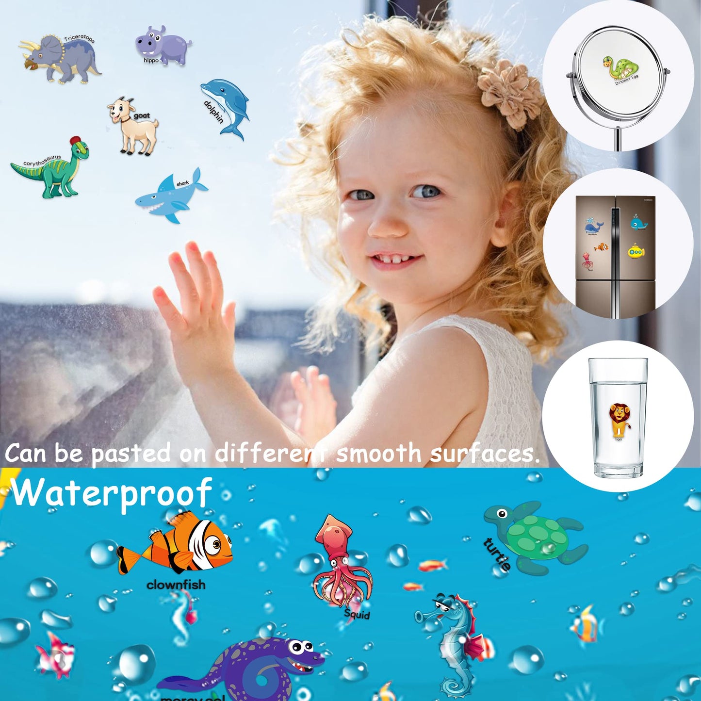 3 Sets Reusable Sticker Books for Kids Toddlers Age 2 3 4 5 Ocean Animals Dinosaurs Animals Scence Pads Window Clings Educational Learning Toy Christmas Birthday Gift for Boys Girls