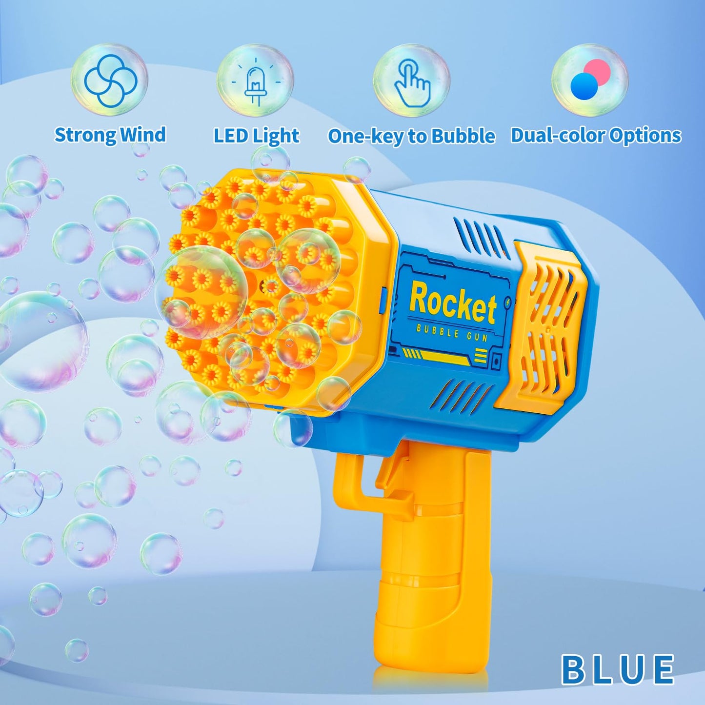 Mini Bazooka Bubble Gun Blaster for Kids|Outdoor Boys Toys for Ages 2-4|Bubble Machine Blower for Kids Ages 4-8|2023 Christmas & Birthday Gifts for 3 5 6 7 Year Old Boys & Girls (Blue)
