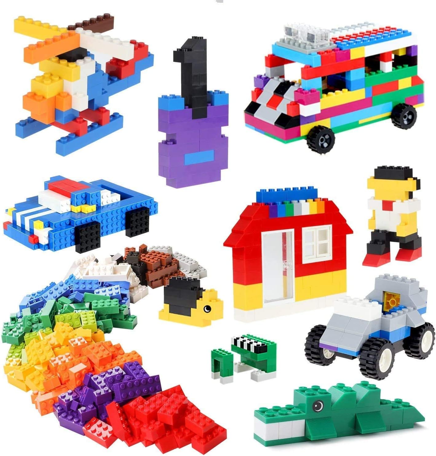burgkidz Building Bricks 568 Pieces Toys, Classic Building Blocks Includes Wheels, Door, Window, Compatible Bulk Block with Storage Box and Baseplate, STEM Educational Gift for Kids 3+ Year