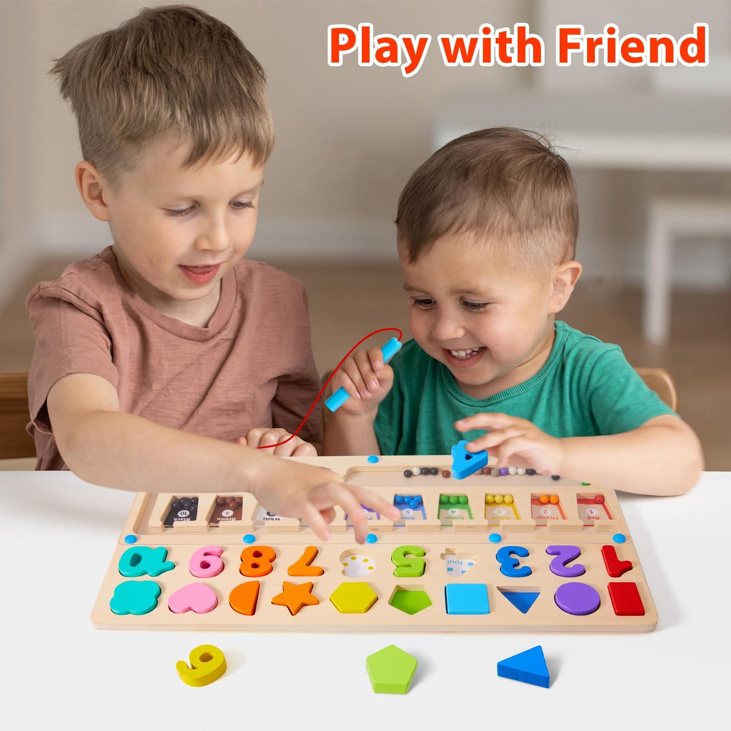 3 in 1 Montessori Toys for 3+ Year Old, Educational Magnetic Color and Number Maze, Shape & Number Wooden Puzzle Sorting Toys for Toddlers, Preschool Learning Activities Classroom Must Haves