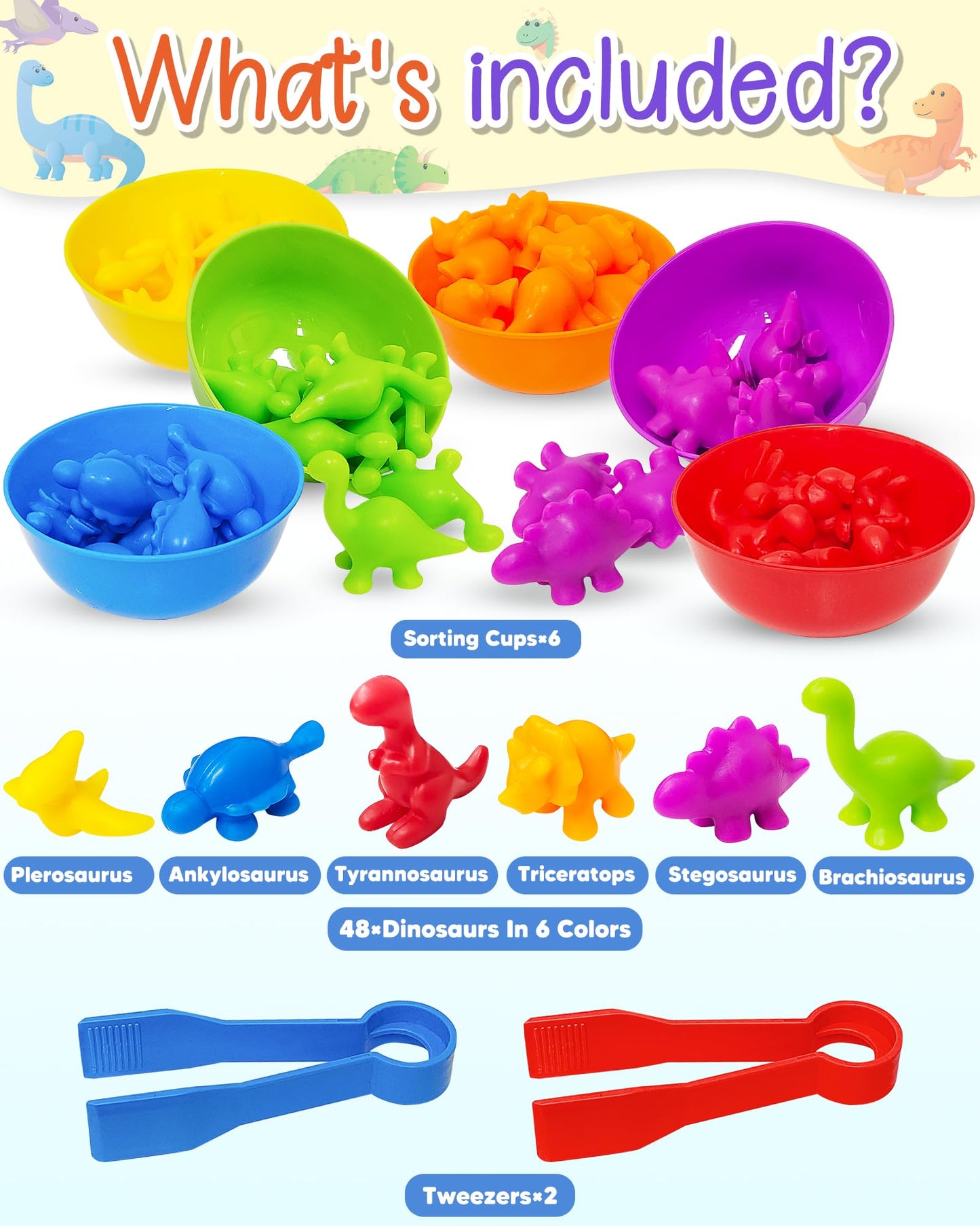 Yetonamr Counting Dinosaurs Montessori Toys for 3 4 5 Years Old Boys Girls, Toddler Stocking Stuffers Preschool Learning Activities Toys for Kids Ages 2-4, 3-5, 4-8, Birthday Gifts Sensory Toys