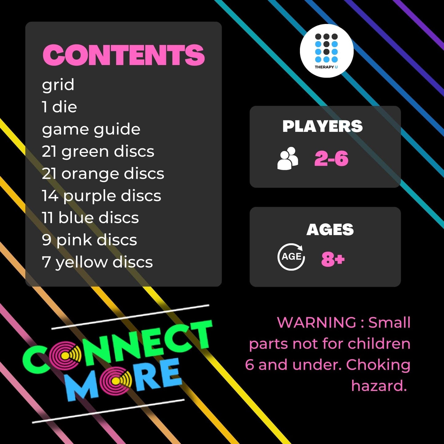 Connect More - Social Skills Games and Therapy Games, Multiplayer up to 6 Players, 4 in a Row Connect Game Fostering Conversation and Relationship Building
