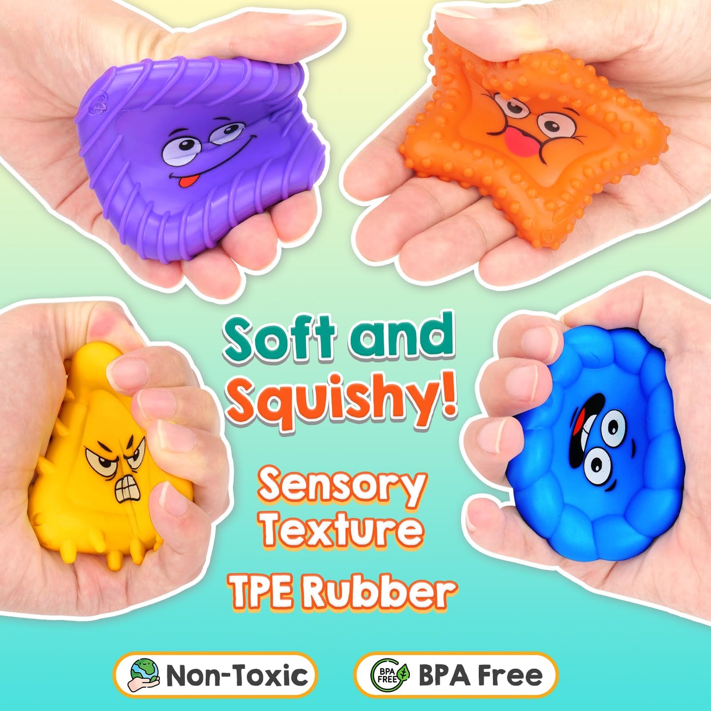 Sensory Toys for Kids Toddlers - Social Emotional Feelings Toys for Special Needs, Texture Shapes Learning Tactile Toy Preschool Classroom Must Haves, Calm Down Sensory Toys for Autistic Children