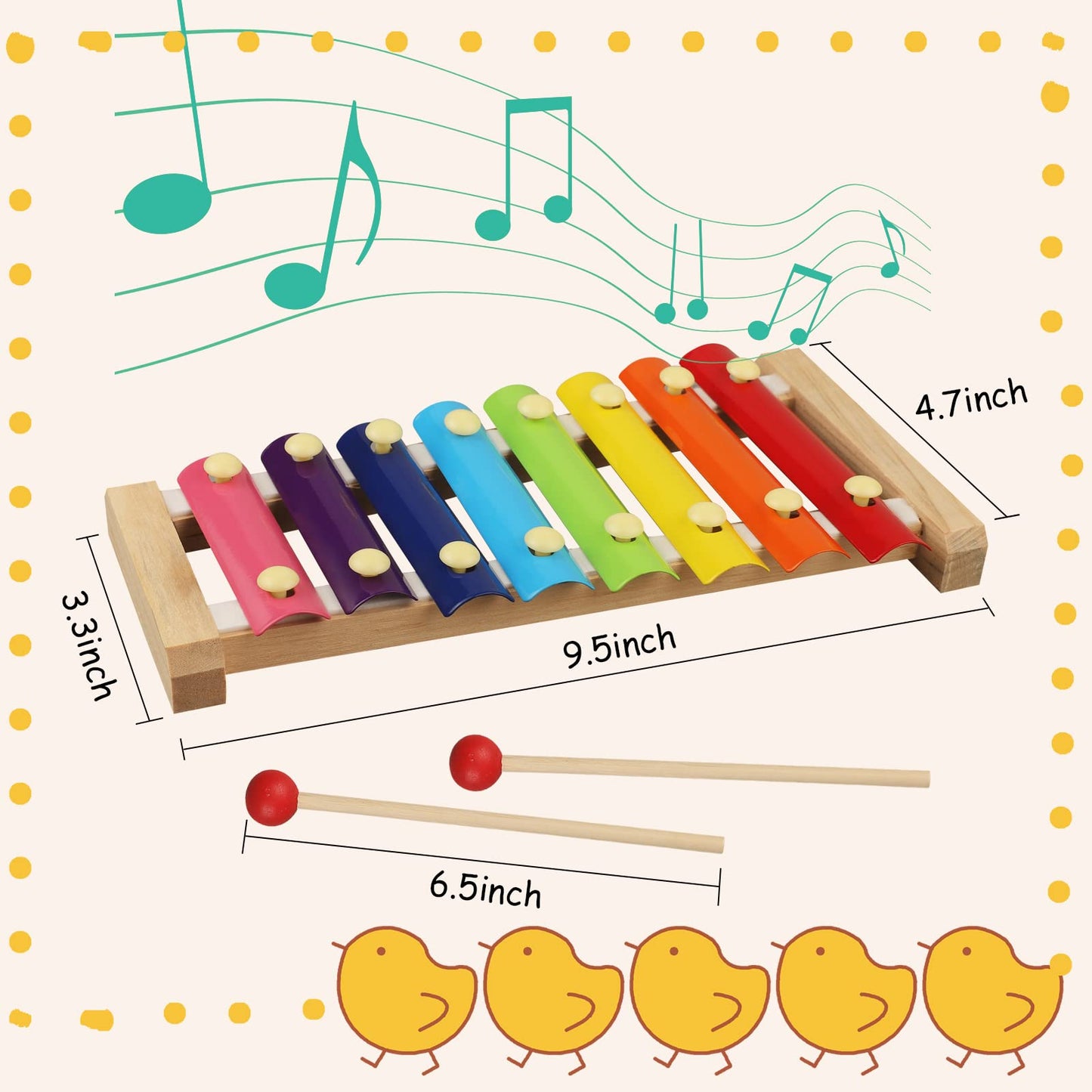LOOIKOOS Xylophone for Kids Wood Xylophone with 2 Mallets Educational& Preschool Learning Baby Percussion Wooden Musical Instruments Toys for Boys and Girls