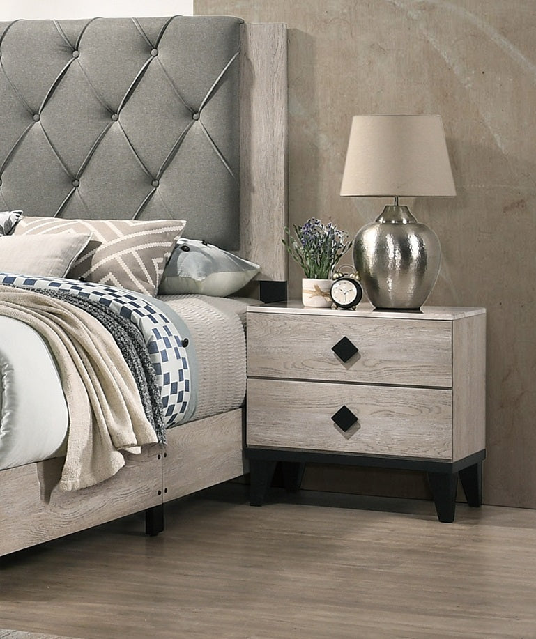 Bedroom Furniture Contemporary Look Cream  Nightstand Drawers