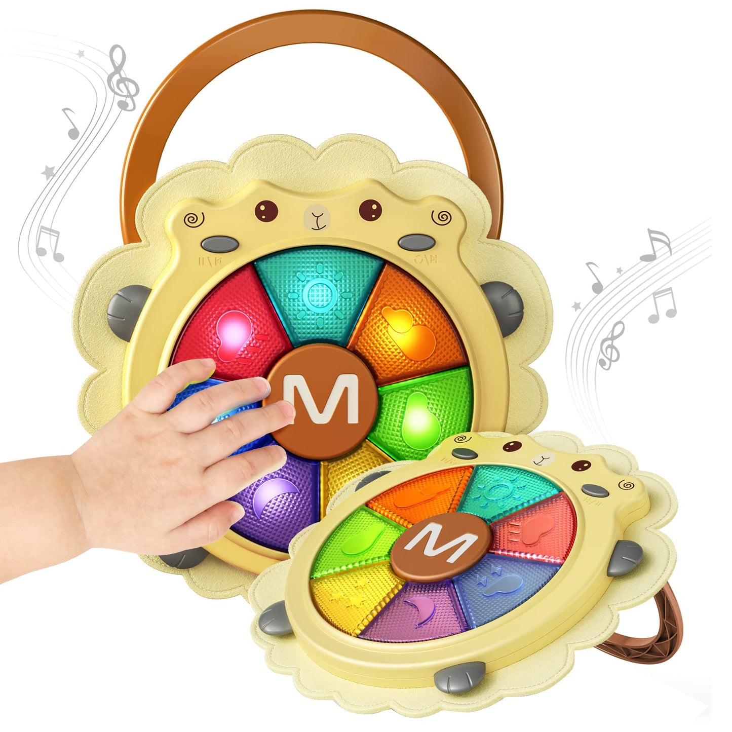 TUMAMA Baby Musical Drum Toy,Light Up Toys with Sound and Light,Musical Instrument Game,Sensory Activity Toys Learning Educational Kid Toy ,Christmas Birthday Gift for Toddler 18 Months+,Sheep