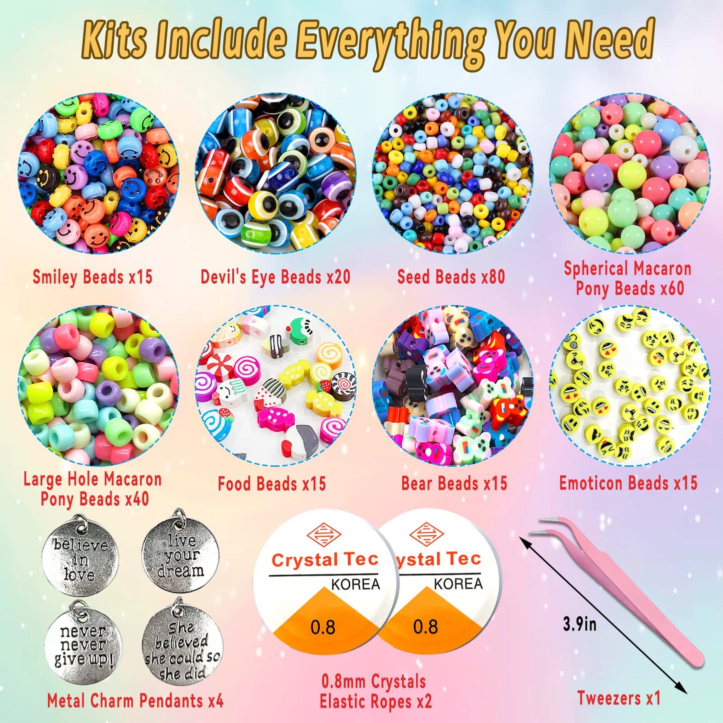 Flat Clay Beads for Jewelry Bracelet Making Kit,6mm Flat Polymer Heishi Beads DIY Arts and Crafts Kit with Smiley Face Letter Bead,Gifts Toys for Girls Age 6-12