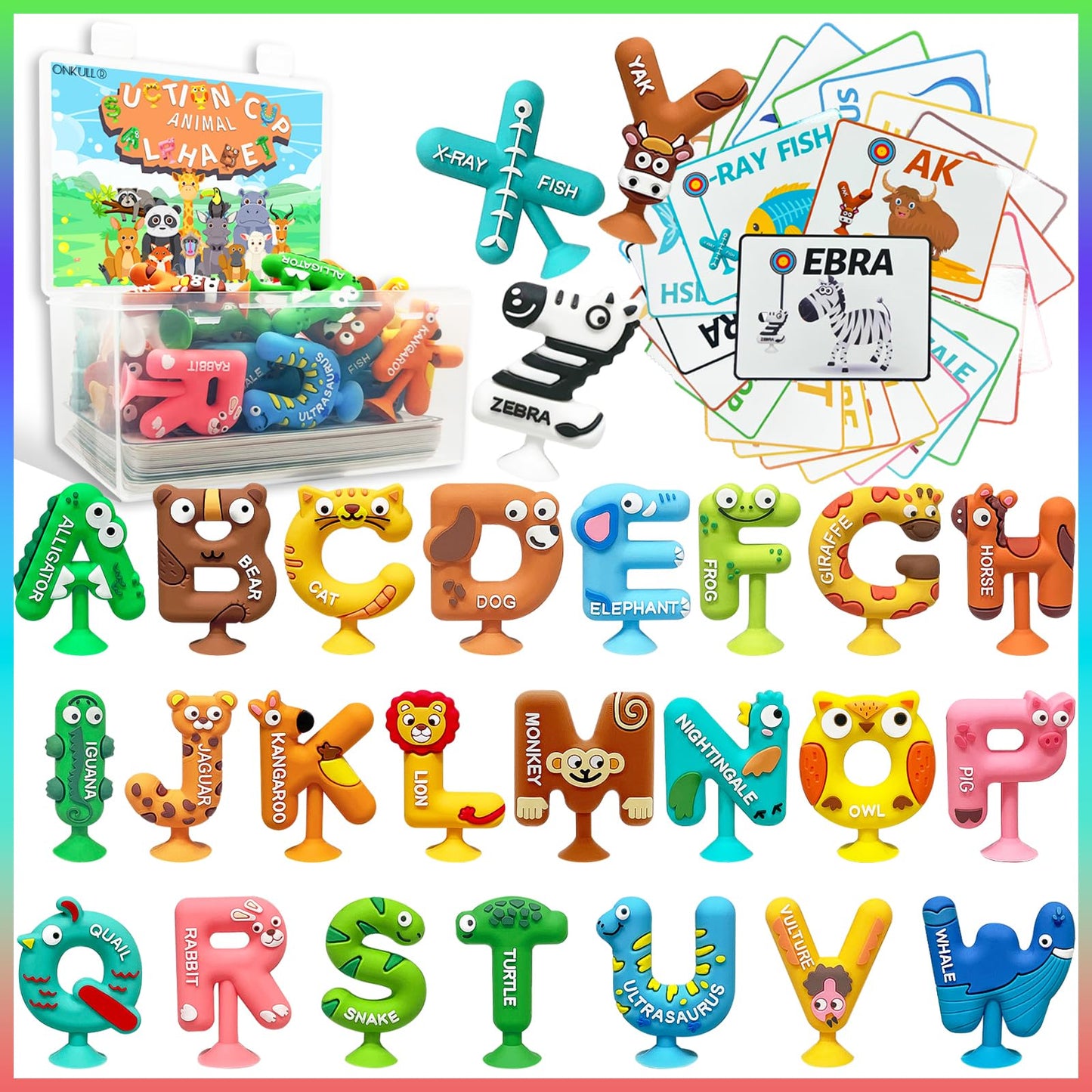 ONKULL Learning Toys for 1,2,3, Year Old Toddlers, 52Pcs ABC Montessori Educational Toys, Spell Matching Letter Toys, Spelling Games, Christmas Birthday Gift for Baby Boys Girls Age 12-72 Months