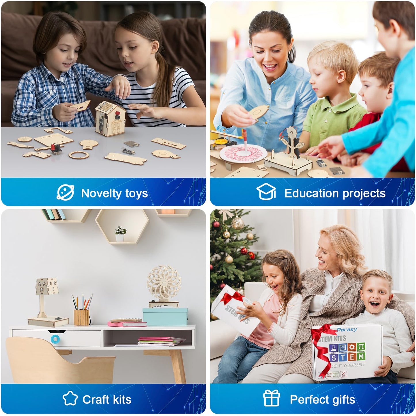 6 in 1 STEM Projects for Kids Ages 8-12, STEM Kits, 3D Wooden Puzzles, STEM Toys Building Kits, Educational Science Model Kits, Birthday Gifts for Boys and Girls Ages 8 9 10 11 12 13 Years Old