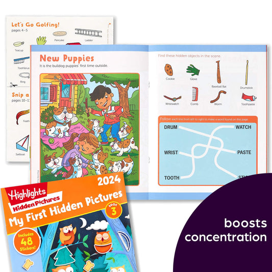 Highlights My First Hidden Pictures 2024 Activity Books for Kids Ages 3-6, 4-Book Set of Travel-Friendly Screen Free Seek and Find Fun with Stickers