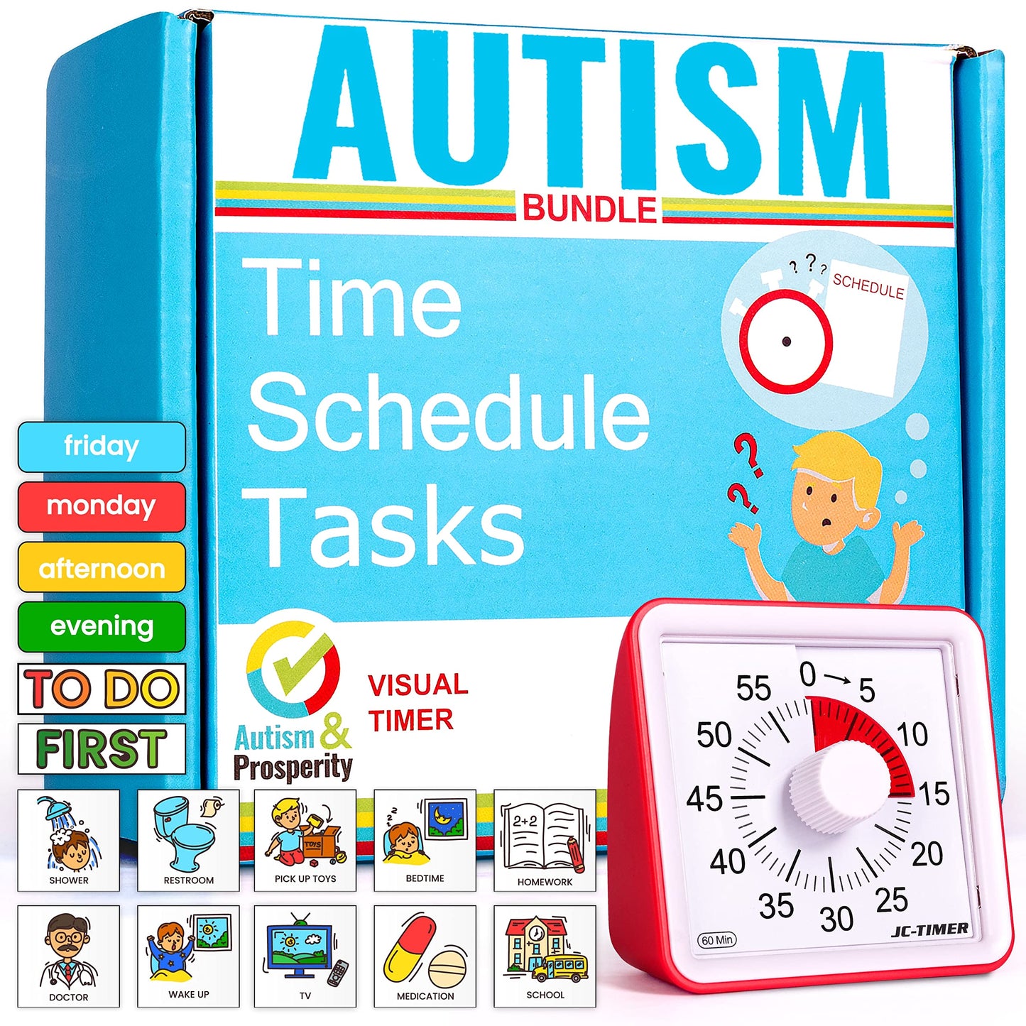 Autism & Prosperity Kids Time Schedule Tasks Autistic Children Learning Materials ASD Boys Girl Teen Visual Timer Magnet Pec Card Special Needs No 1-3 Toddlers Age 3 4 5-7 8-12 Sensory Toys Chart Gift