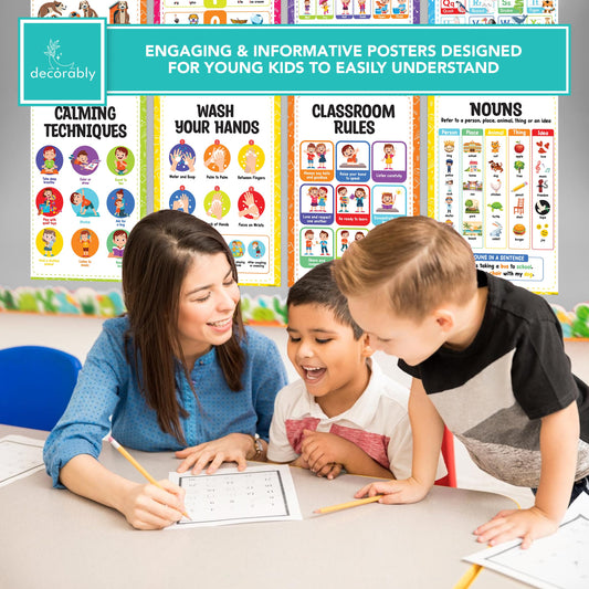 50 Learning Posters for Toddlers 1-3, 11x17" Toddler Learning Posters for Kids Ages 5-7, Educational Posters for Elementary School, Learning Posters for Kids Ages 3-5, Preschool Posters for Classroom